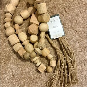 Threshold Wood Bead Garland with Tassels